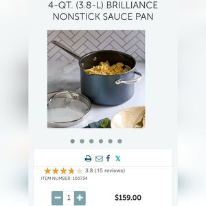 Pampered Chef 4qt Brilliance Non Stick Sauce Pan